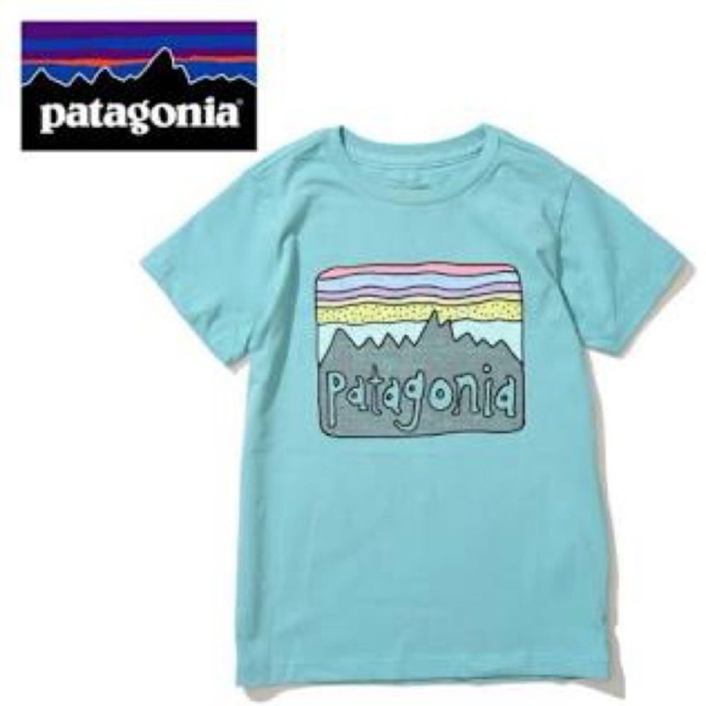 Patagonia Kids' Fitz Roy Skies Blue Graphic T-Shirt - 5T